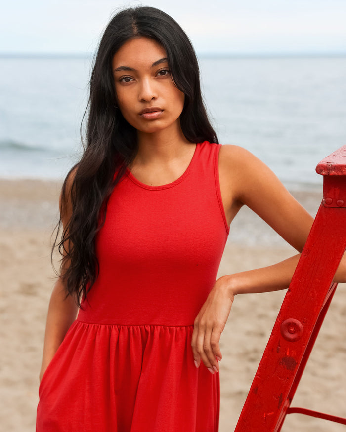 Made in Canada 100% Organic Cotton Tank Dress Red - Province of Canada