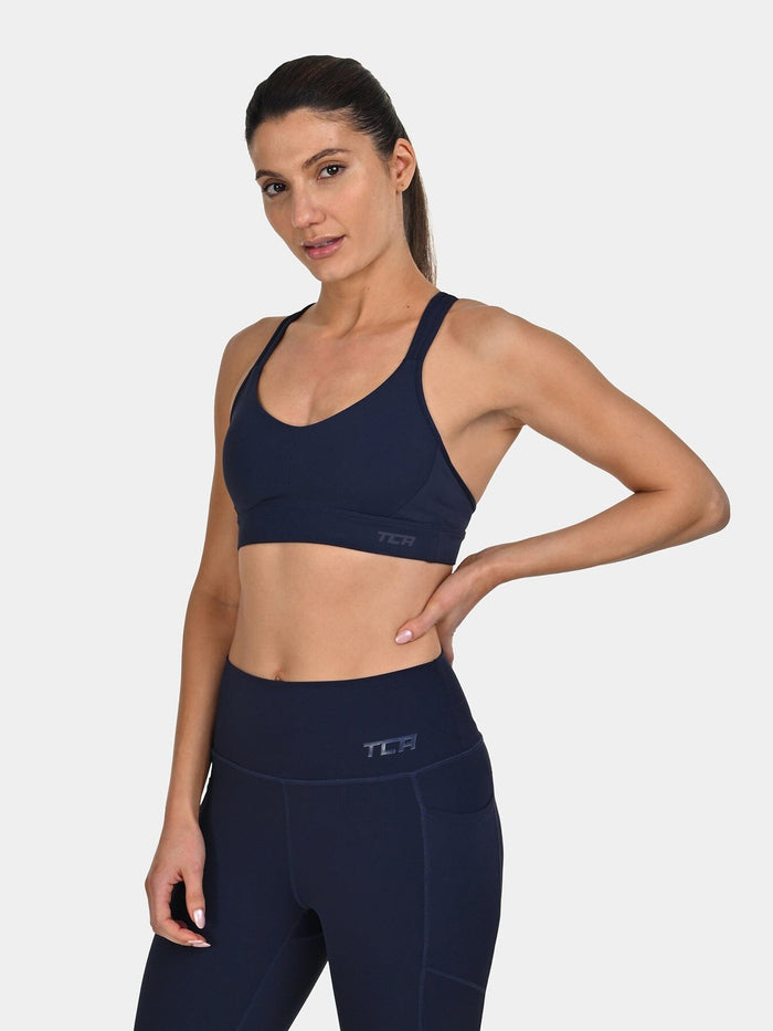TCA Women's Medium Impact Sports Bra _ Adjustable Support, Removable Pads, Seamless Comfort