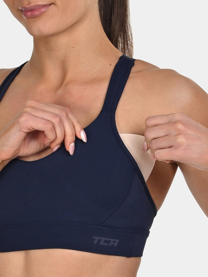 TCA Women's Medium Impact Sports Bra _ Adjustable Support, Removable Pads, Seamless Comfort