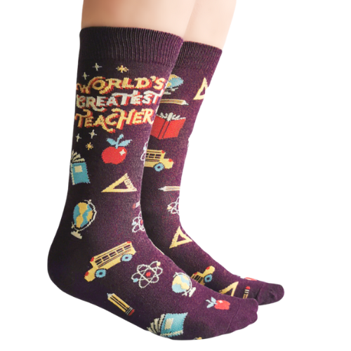 Being a teacher is a lot like being a rock star.  The world's greatest teacher socks are the best gift to become teacher's pet.  Size: Women’s shoe size 6-9. Material: 70% Combed Cotton, 28% Nylon and 2% Spandex. Add comfort to your game with Uptown Sox. These are the perfect pair to wear for a day on the course!