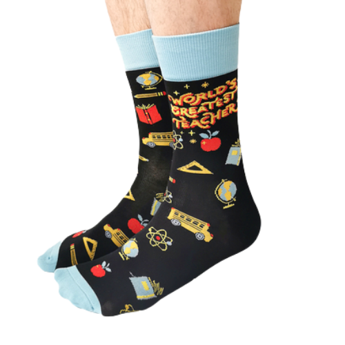 World's Greatest Teacher Men's Socks. Fun, Cool, Funky, Unique, Crazy, Novelty, Colorful and Dress Socks.