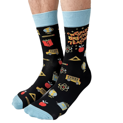 World's Greatest Teacher Men's Socks. Fun, Cool, Funky, Unique, Crazy, Novelty, Colorful and Dress Socks.