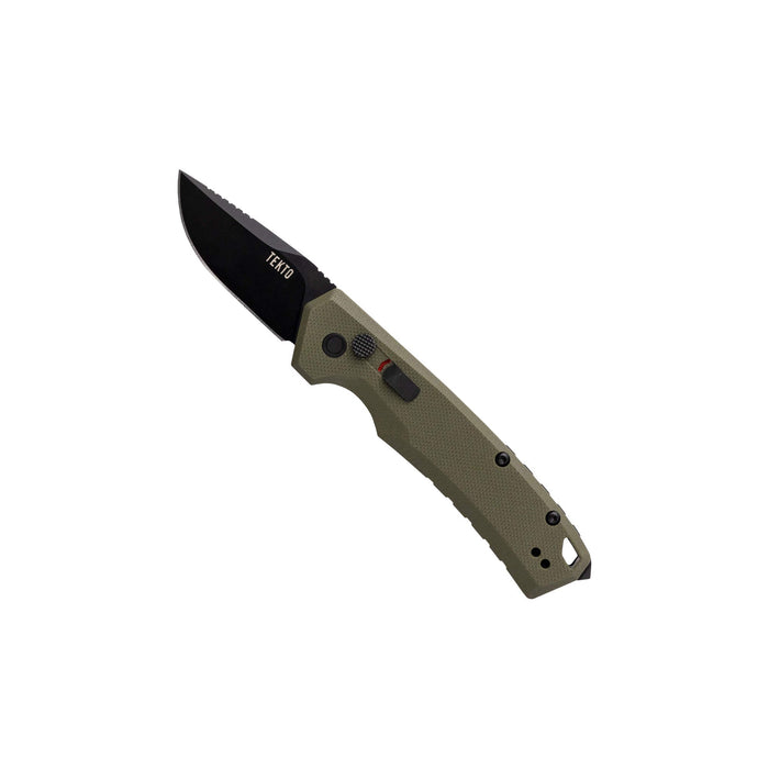 Tekto A3 Delta Mini folding knife with OD green G10 handle, alternate product view