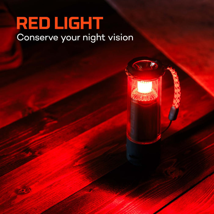 Feature graphic for the Nebo Tempest 500, illustrating the red light mode