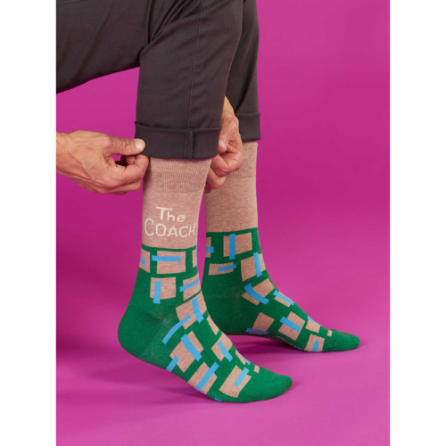 The Coach men’s crew socks with bold athletic-style lettering.