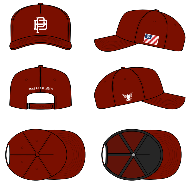 The Crest curved brim cap in red with embroidered front logo, additional product view