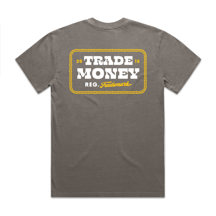 Trade Money The Lockdown heavy short-sleeve graphic t-shirt in faded grey, available in big and tall sizes