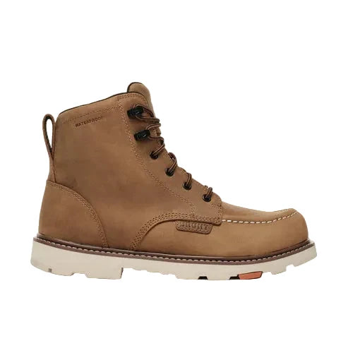 Composite toe waterproof work boot by BRUNT in brown with 90 degree heel outsole, main product view