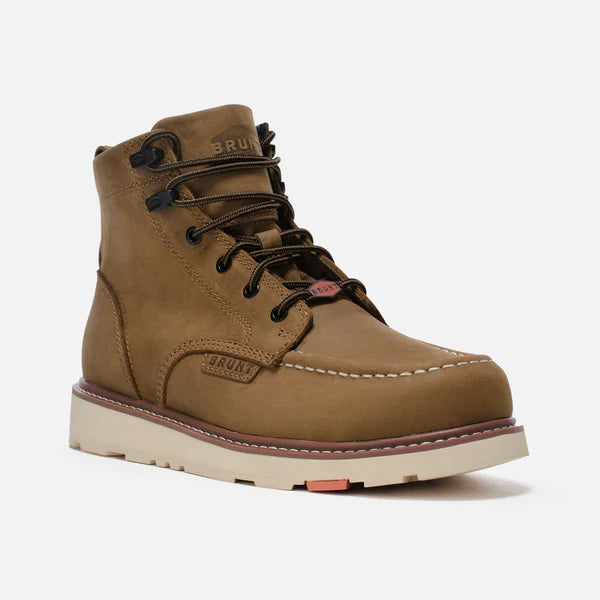 Composite toe work boot by BRUNT in brown, alternate view of the full grain leather upper