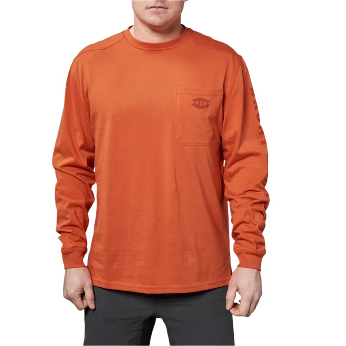 BRUNT Martin high visibility long sleeve pocket work t-shirt in BRUNT orange, available in big and tall sizes