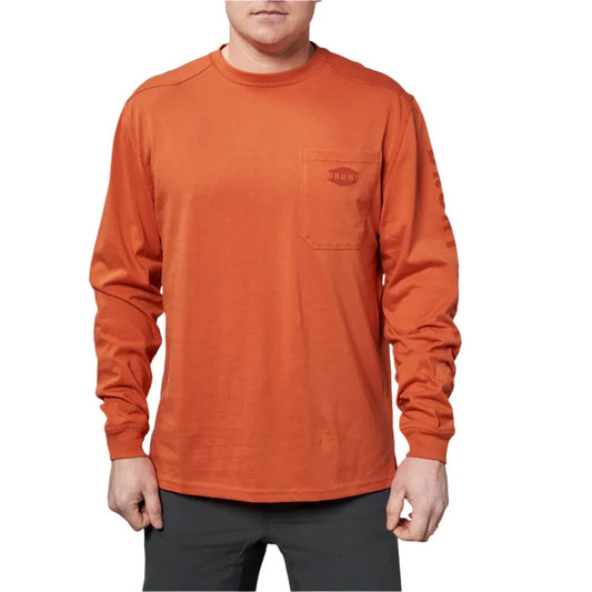 BRUNT Martin high visibility long sleeve pocket work t-shirt in BRUNT orange, available in big and tall sizes
