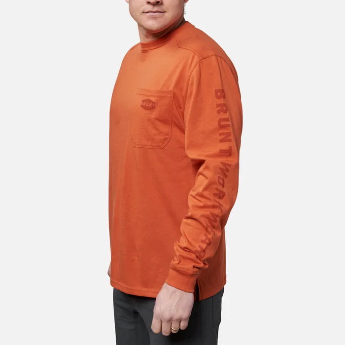 BRUNT Martin high visibility long sleeve pocket work t-shirt in BRUNT orange, alternate product view