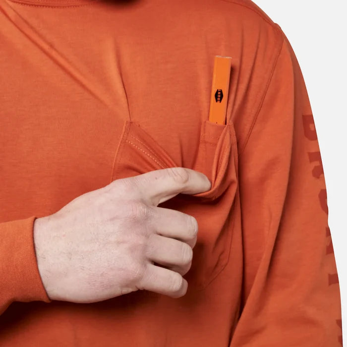 BRUNT Martin high visibility long sleeve pocket work t-shirt in BRUNT orange, additional product view