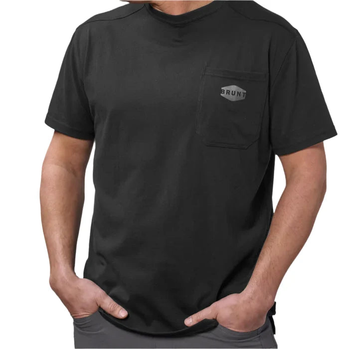BRUNT Martin short-sleeve pocket work t-shirt in black, available in big and tall sizes