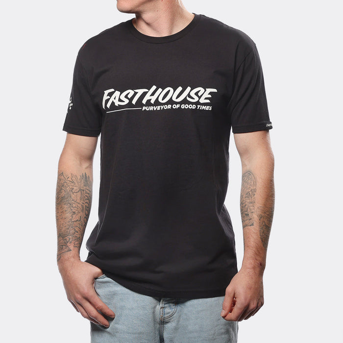 Fasthouse The Motto tee in black shown on a model