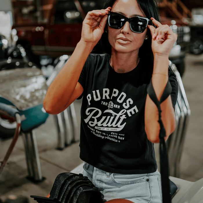 Purpose-Built script crop tee in faded black, additional product image