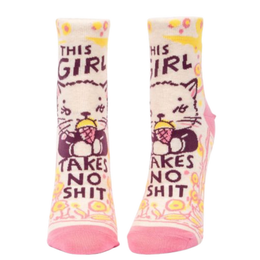 This Girl Takes No Shit Ankle Women's Socks The Sock Bar Canada. Cat eat Ice Cream with flowers, Ankle socks for Women size 5 - 10.