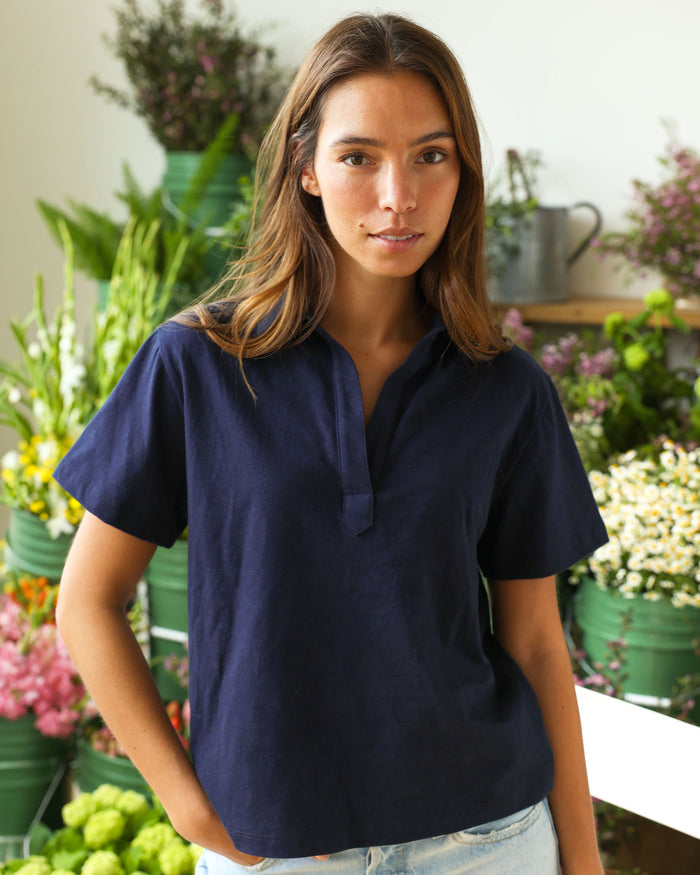 Made in Canada 100% Cotton Thursday Popover Tee Navy - Province of Canada