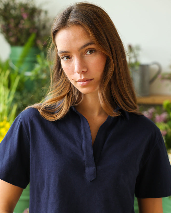 Made in Canada 100% Cotton Thursday Popover Tee Navy - Province of Canada