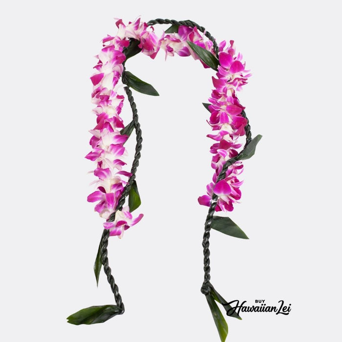 Fresh Hawaiian lei & FLower lei - Ti leaf lei & Orchid lei wrap