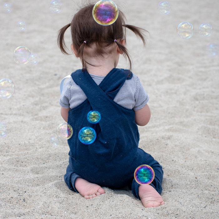 Merino Wool Dungarees - in navy