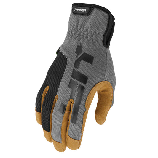 Lift Safety Trader open cuff work glove in grey, lightweight medium duty work glove