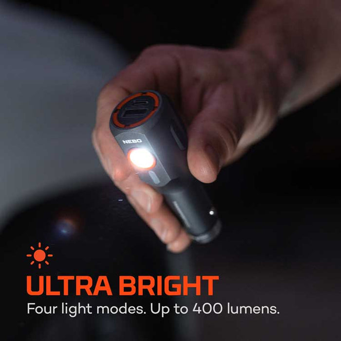 Graphic showing the Nebo Transport 400 flashlight output of 400 lumens