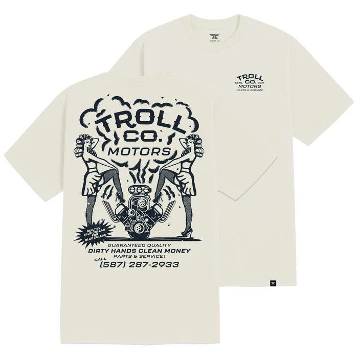 Troll Co. Motors short-sleeve graphic t-shirt in sand, available in big and tall sizes