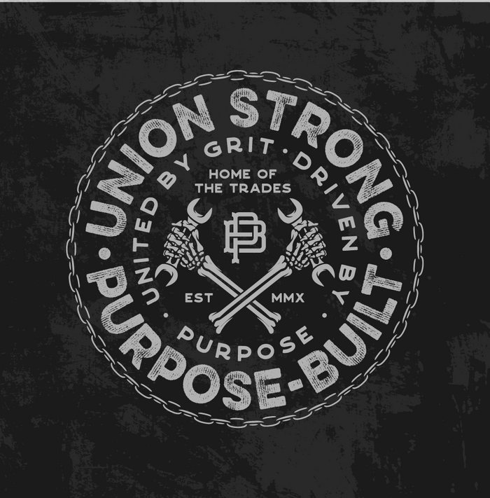 Purpose-Built Union Strong heavyweight t-shirt in iron ore, alternate graphic view