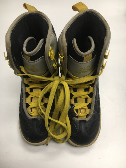 Used Fifty-One-Fifty Black/Grey/Yellow Youth Size 4 Snowboard Boots