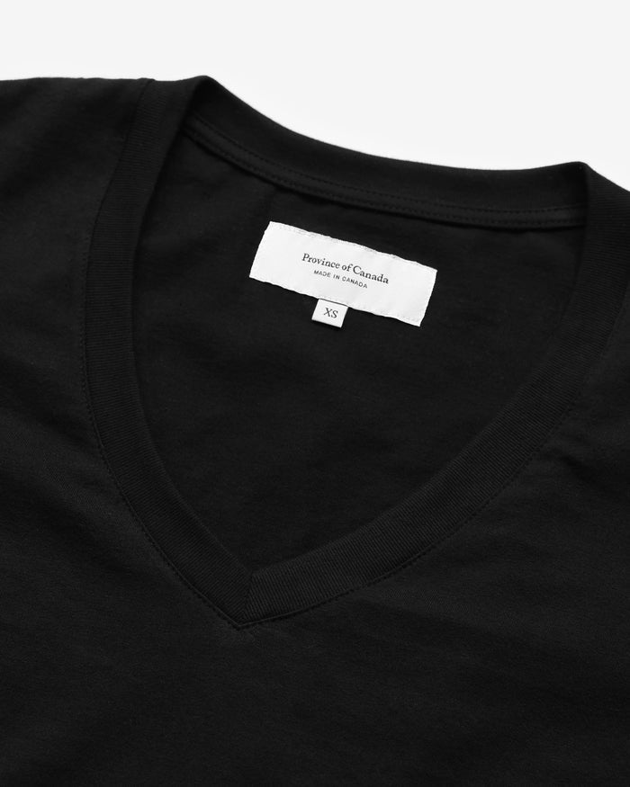 Made in Canada 100% Organic Cotton V-Neck Midi T-Shirt Dress Black - Province of Canada