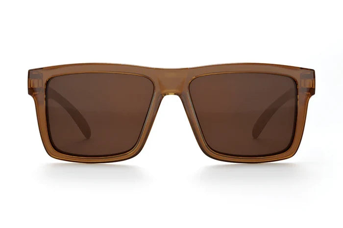 Vise Z87 safety sunglasses by Heat Wave Visual in saddle with polarized lenses, front view