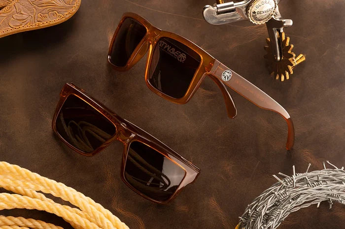 Vise Z87 polarized safety eyewear by Heat Wave Visual in saddle, additional product view