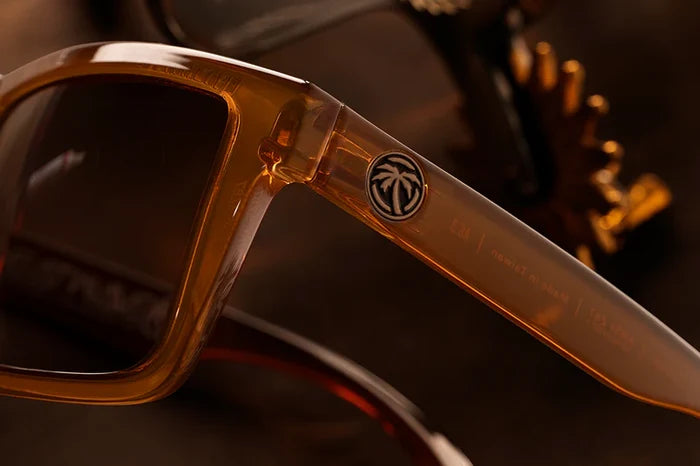 Vise Z87 polarized safety eyewear by Heat Wave Visual in saddle, further product view
