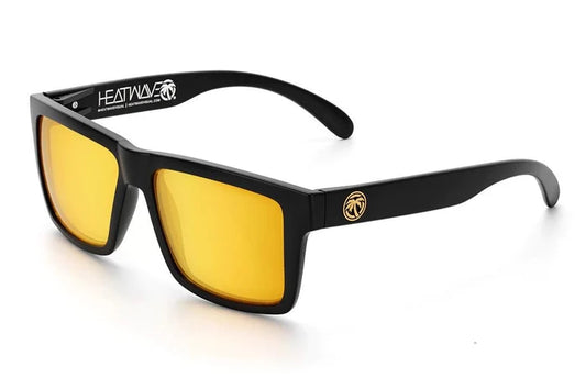Angled view of the Heat Wave Vise Z87 sunglasses with polarized Gold Rush lens