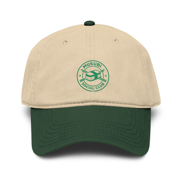 Washed Baseball Cap with Green Musubi Social Club Logo