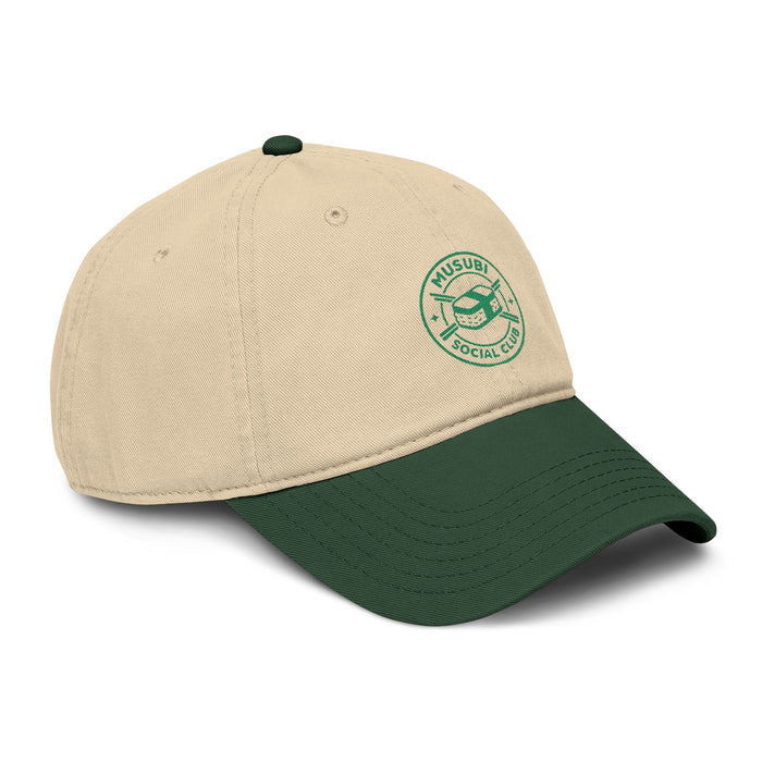 Washed Baseball Cap with Green Musubi Social Club Logo