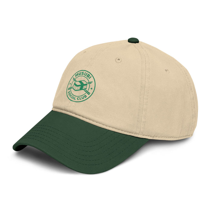 Washed Baseball Cap with Green Musubi Social Club Logo
