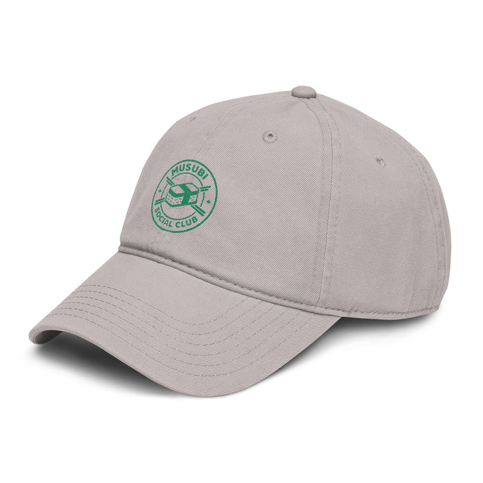 Washed Baseball Cap with Green Musubi Social Club Logo