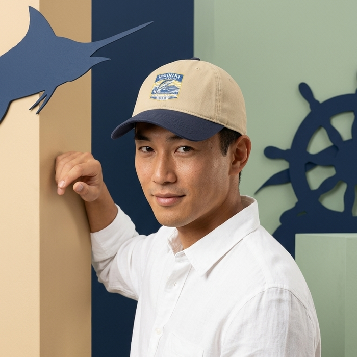 Washed Baseball Cap with Waikiki Fish Market Logo