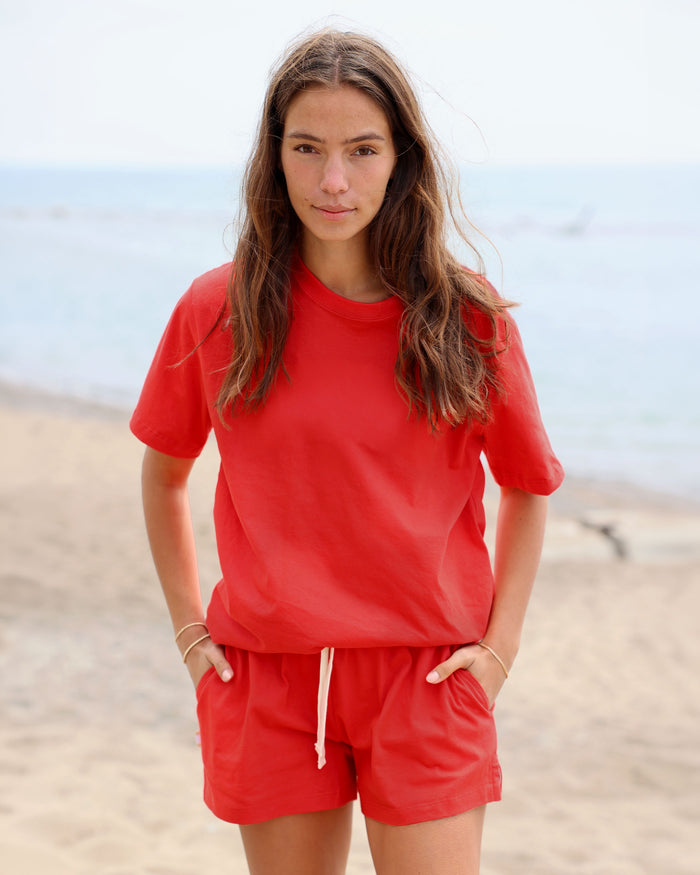 Made in Canada Organic Cotton Monday Tee and Weekend Shorts Red - Province of Canada