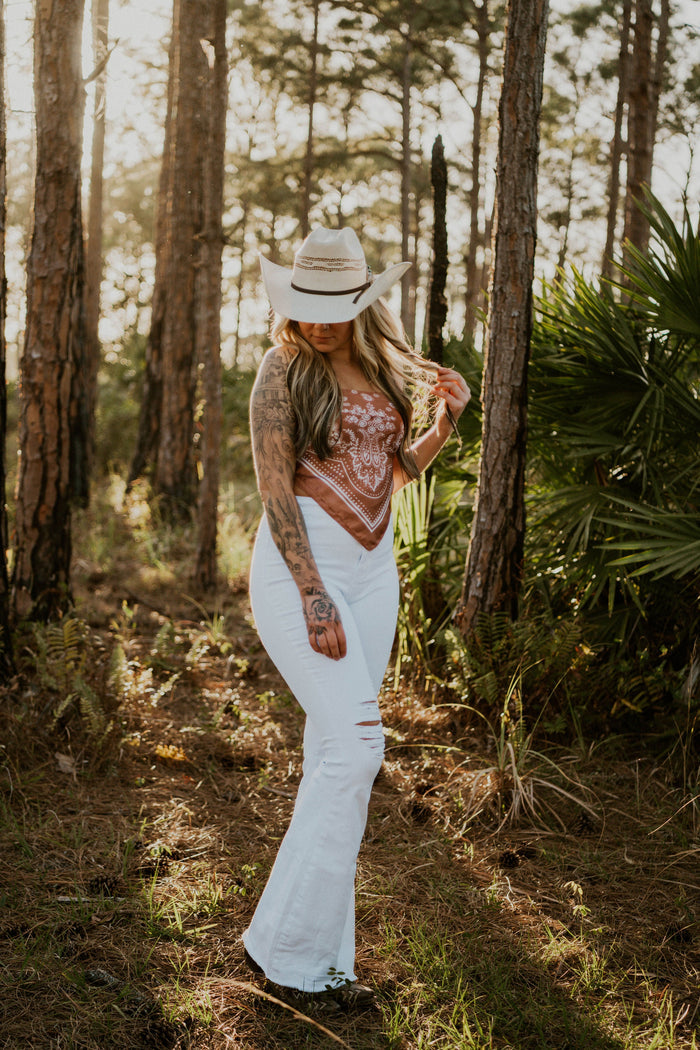 White High Waisted Bell Bottoms
