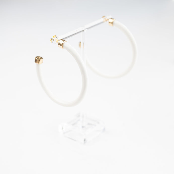 White Hoop Earrings