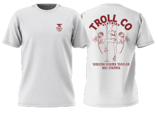 Troll Co. WHUS Butterface short sleeve tee in white, big and tall sizing
