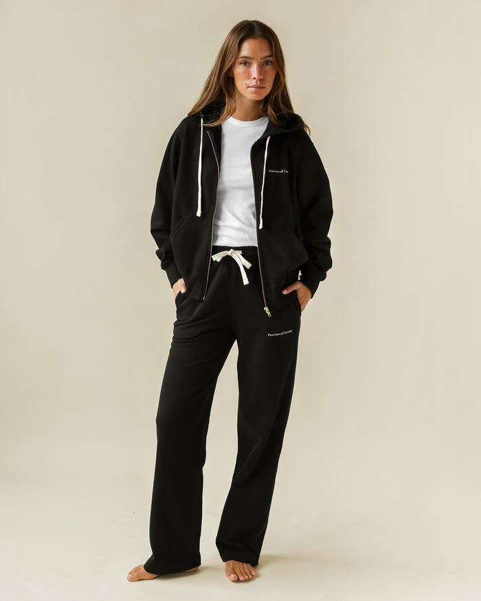 Made in Canada 100% Cotton Wide Leg French Terry Sweatpant Black - Unisex - Province of Canada