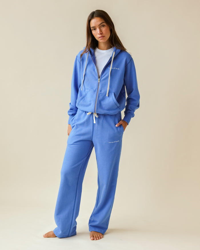 Made in Canada 100% Cotton Wide Leg French Terry Sweatpant Cerulean Blue - Unisex Province of Canada