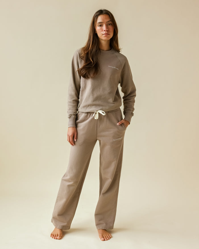 Made in Canada 100% Cotton Wide Leg French Terry Sweatpant Mocha - Unisex - Province of Canada