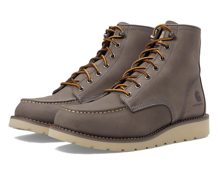 Carhartt women's 6-inch moc toe wedge work boot in dark grey leather