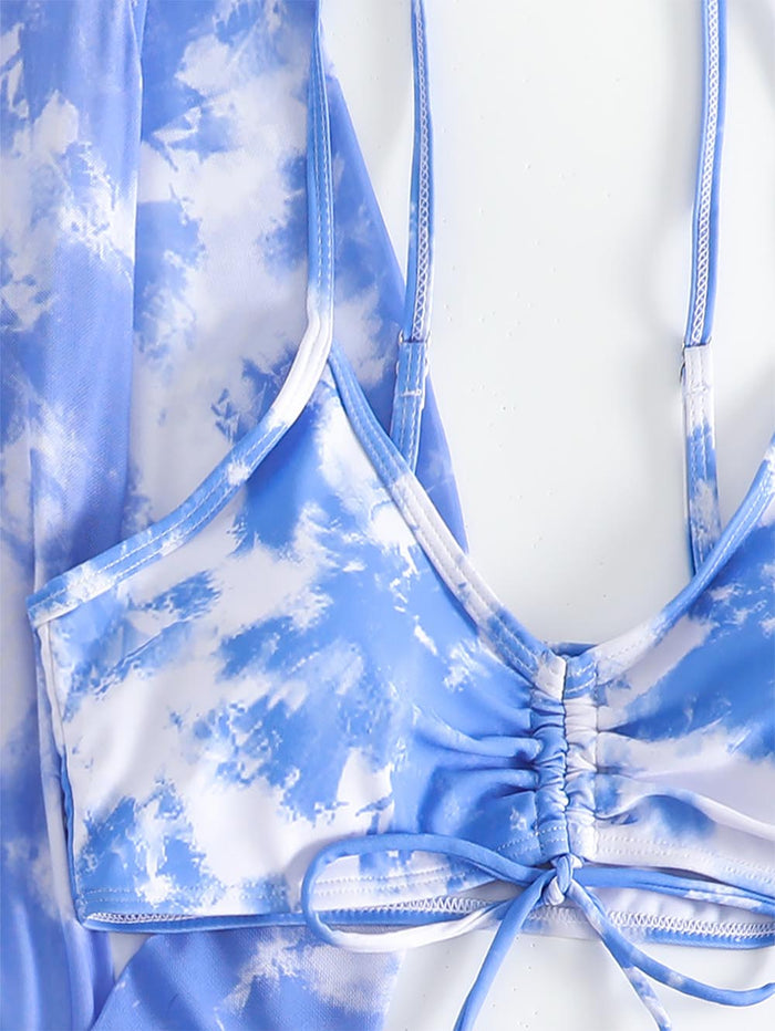 Women's Floral Print Three-Piece Set Swimsuit with Long-Sleeve Hoodie | ZAKAPOP