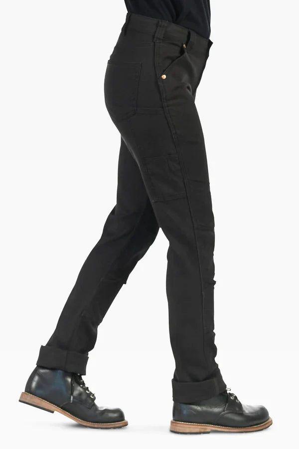 Women's GO TO stretch canvas work pant by Dovetail in carbon black, alternate view